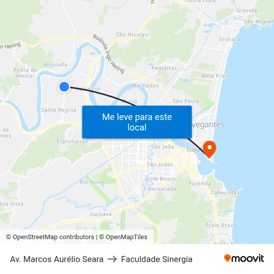 Av. Marcos Aurélio Seara to Faculdade Sinergia map