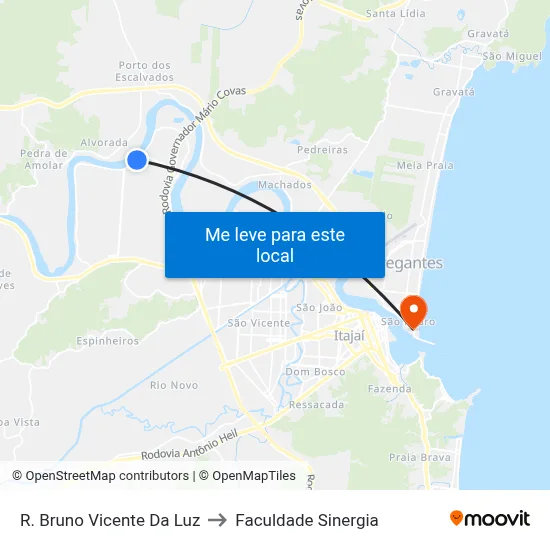 R. Bruno Vicente Da Luz to Faculdade Sinergia map