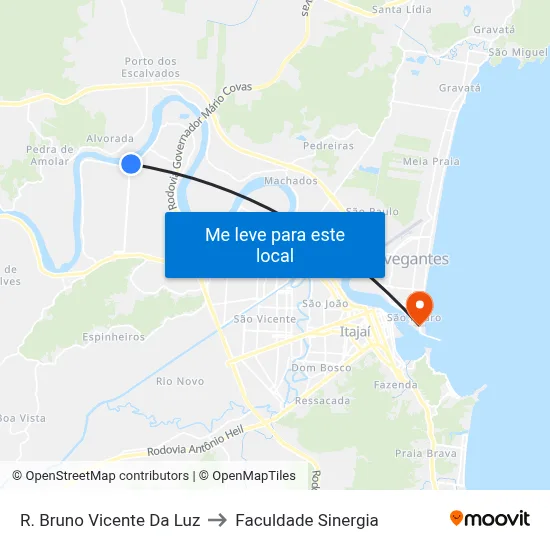 R. Bruno Vicente Da Luz to Faculdade Sinergia map