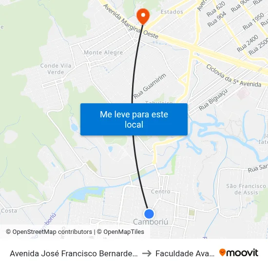 Avenida José Francisco Bernardes, 279 to Faculdade Avantis map