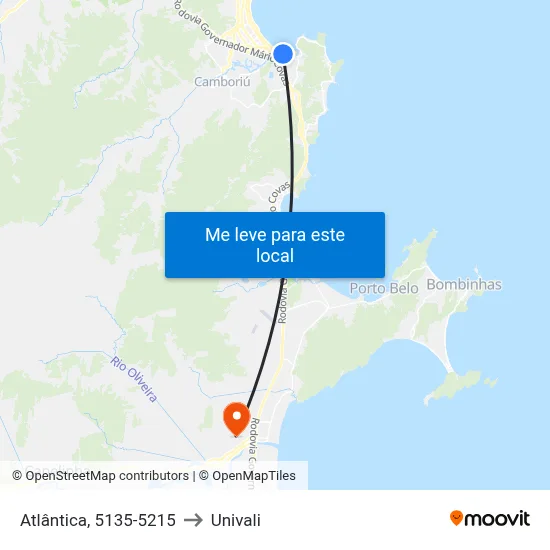 Atlântica, 5135-5215 to Univali map