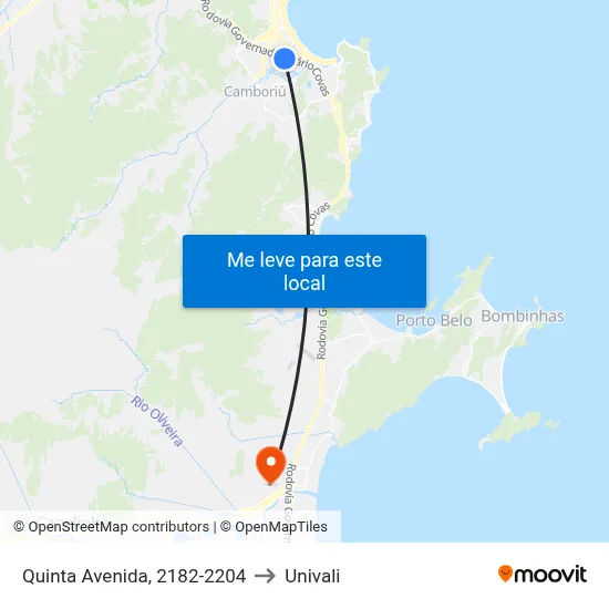 Quinta Avenida, 2182-2204 to Univali map