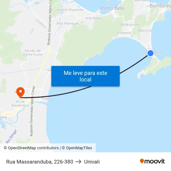 Rua Massaranduba, 226-380 to Univali map
