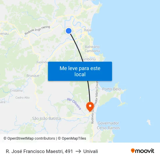 R. José Francisco Maestri, 491 to Univali map