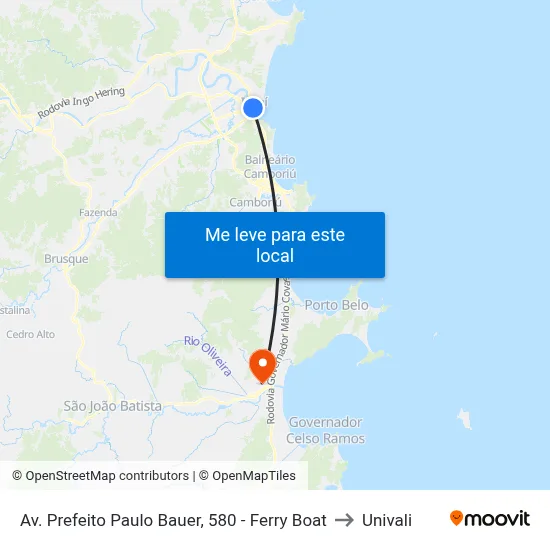 Av. Prefeito Paulo Bauer, 580 - Ferry Boat to Univali map