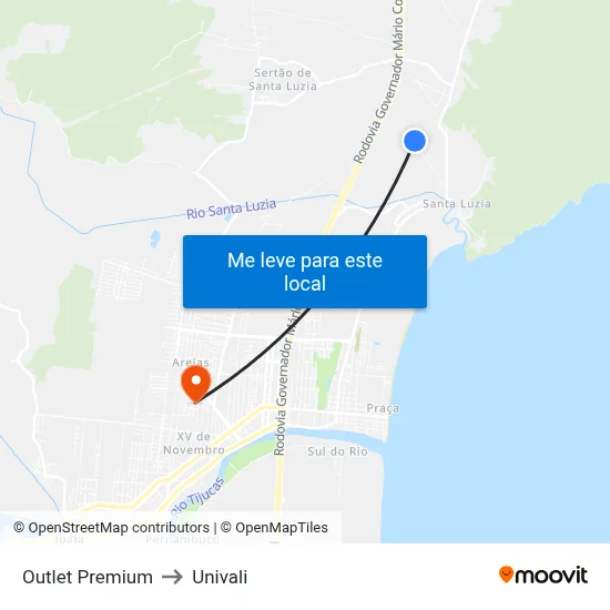 Outlet Premium to Univali map