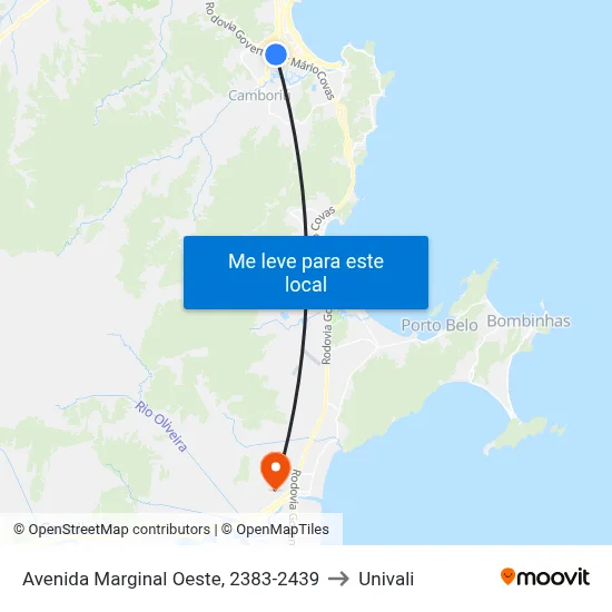Avenida Marginal Oeste, 2383-2439 to Univali map