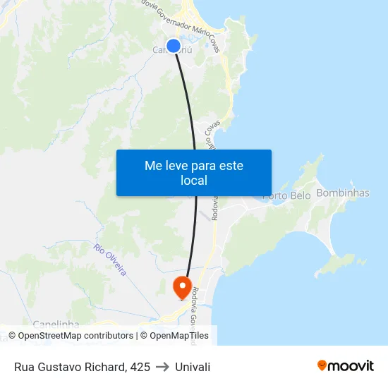 Rua Gustavo Richard, 425 to Univali map