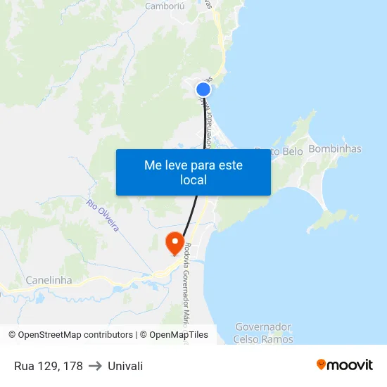 Rua 129, 178 to Univali map