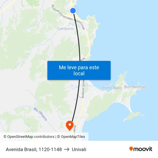 Avenida Brasil, 1120-1148 to Univali map
