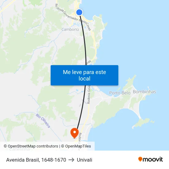 Avenida Brasil, 1648-1670 to Univali map