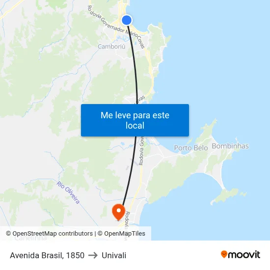 Avenida Brasil, 1850 to Univali map