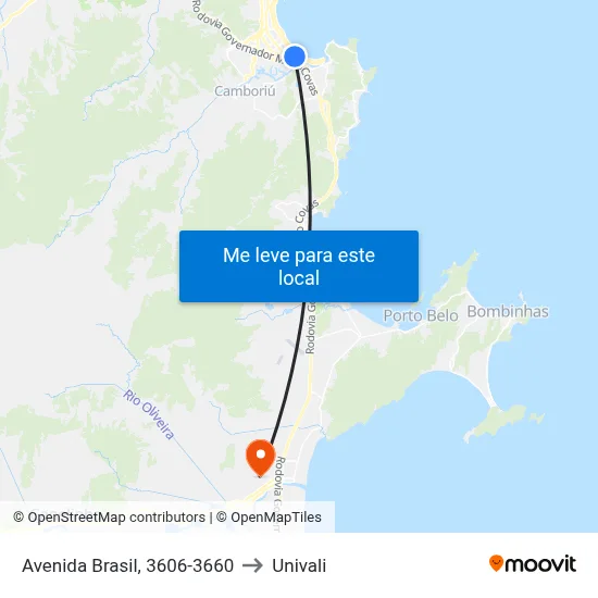 Avenida Brasil, 3606-3660 to Univali map