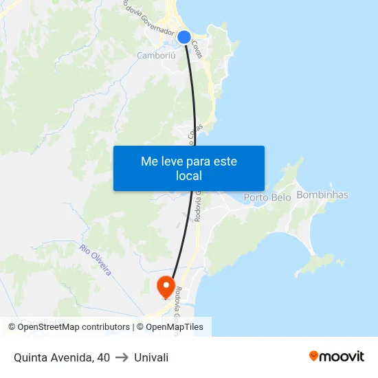 Quinta Avenida, 40 to Univali map