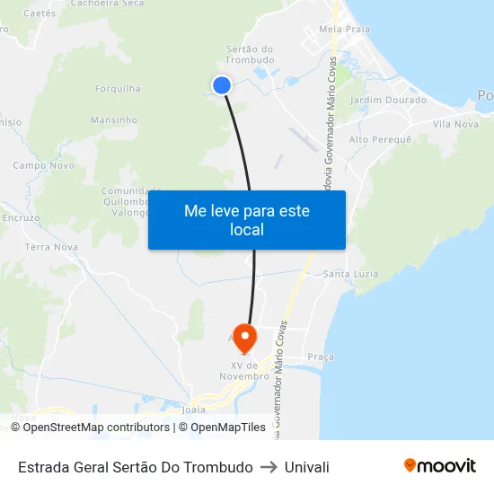 Estrada Geral Sertão Do Trombudo to Univali map