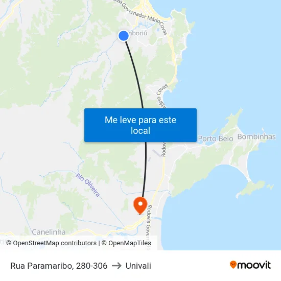 Rua Paramaribo, 280-306 to Univali map
