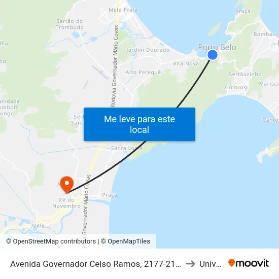 Avenida Governador Celso Ramos, 2177-2189 to Univali map