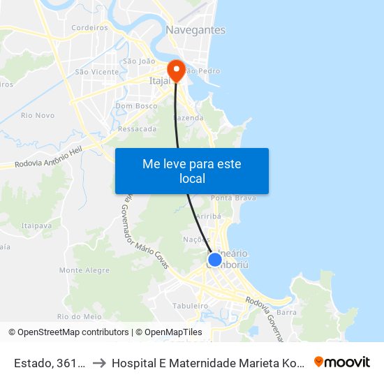 Estado, 3612-3698 to Hospital E Maternidade Marieta Konder Bornhausen map