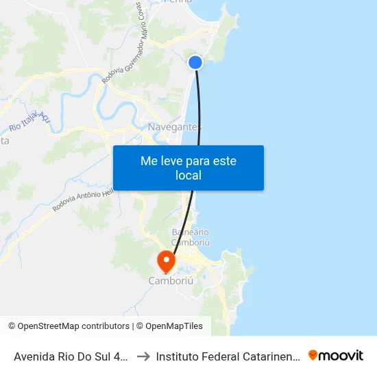 Avenida Rio Do Sul 460 to Instituto Federal Catarinense map