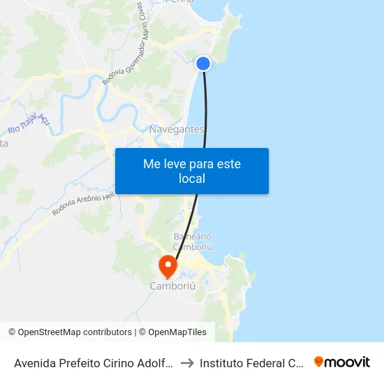 Avenida Prefeito Cirino Adolfo Cabral 8455 to Instituto Federal Catarinense map