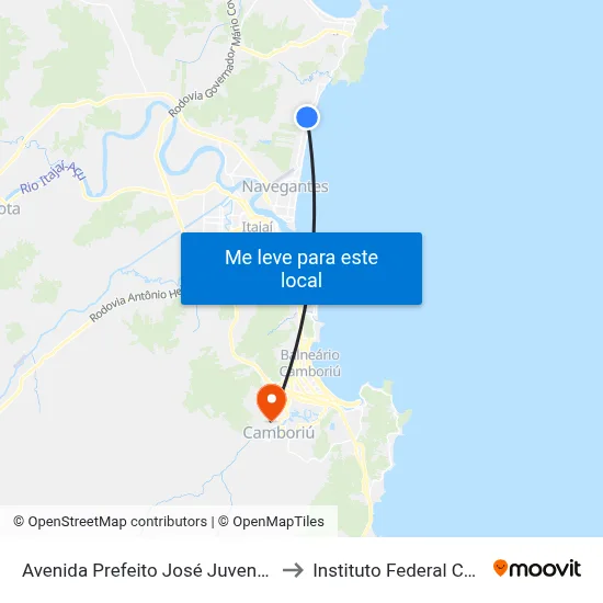 Avenida Prefeito José Juvenal Mafra 5526 to Instituto Federal Catarinense map