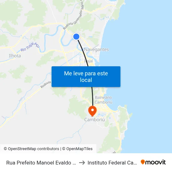 Rua Prefeito Manoel Evaldo Müller 2548 to Instituto Federal Catarinense map