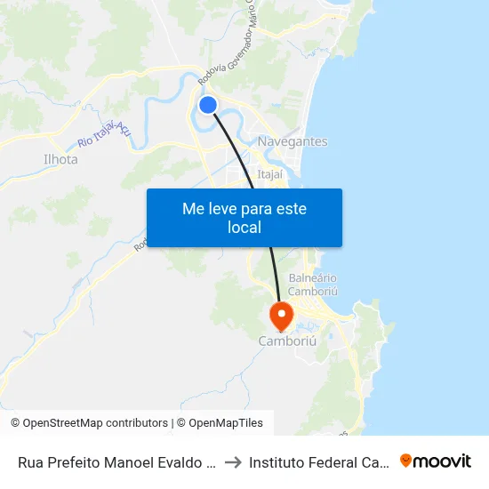 Rua Prefeito Manoel Evaldo Müller 4630 to Instituto Federal Catarinense map