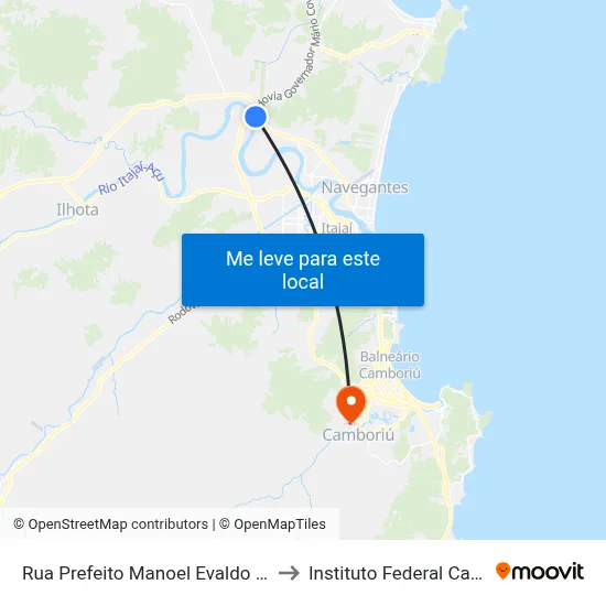 Rua Prefeito Manoel Evaldo Müller 6671 to Instituto Federal Catarinense map