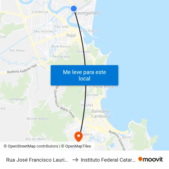 Rua José Francisco Laurindo 232 to Instituto Federal Catarinense map