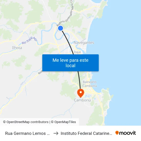 Rua Germano Lemos 442 to Instituto Federal Catarinense map
