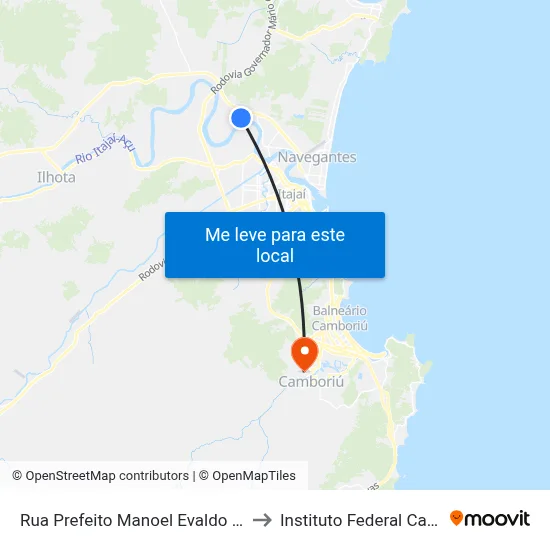 Rua Prefeito Manoel Evaldo Müller 3449 to Instituto Federal Catarinense map