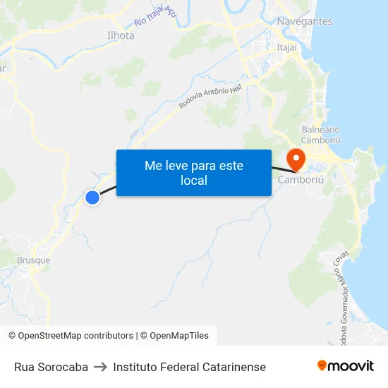 Rua Sorocaba to Instituto Federal Catarinense map