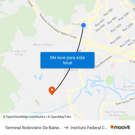 Terminal Rodoviário De Balneário Camboriú to Instituto Federal Catarinense map