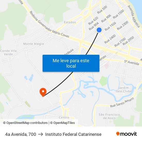 4a Avenida, 700 to Instituto Federal Catarinense map