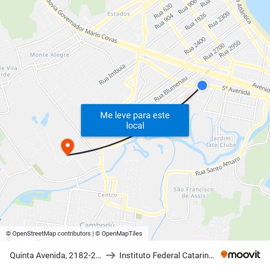 Quinta Avenida, 2182-2204 to Instituto Federal Catarinense map