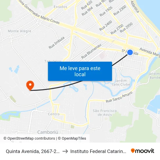 Quinta Avenida, 2667-2731 to Instituto Federal Catarinense map