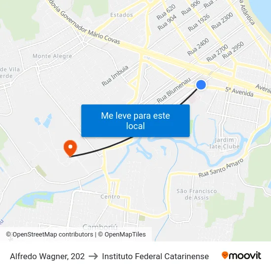 Alfredo Wagner, 202 to Instituto Federal Catarinense map