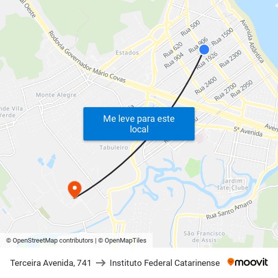 Terceira Avenida, 741 to Instituto Federal Catarinense map