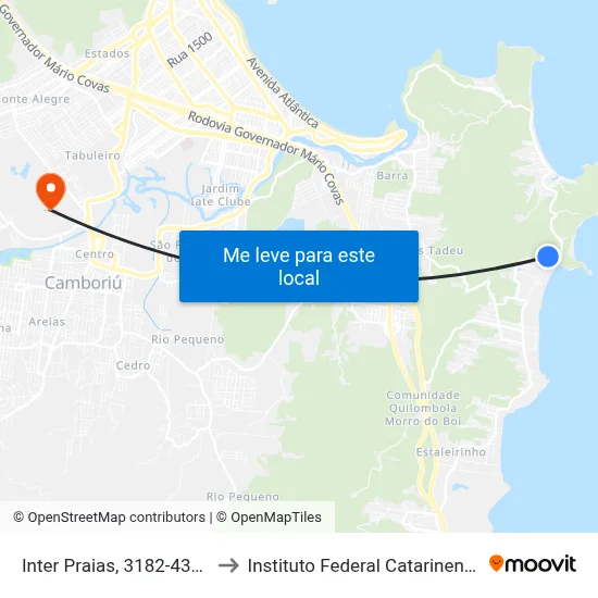 Inter Praias, 3182-4368 to Instituto Federal Catarinense map