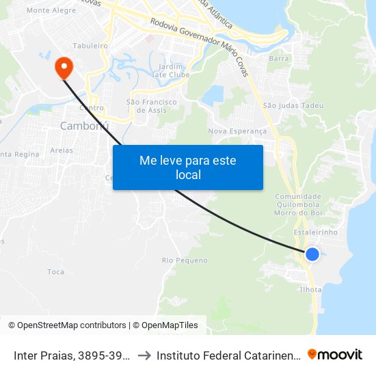 Inter Praias, 3895-3991 to Instituto Federal Catarinense map
