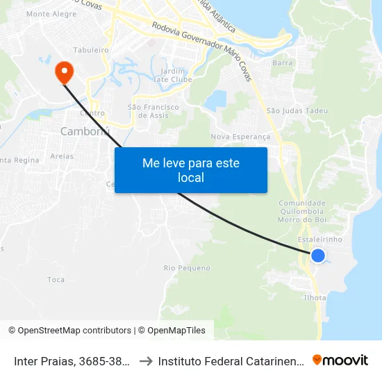 Inter Praias, 3685-3893 to Instituto Federal Catarinense map