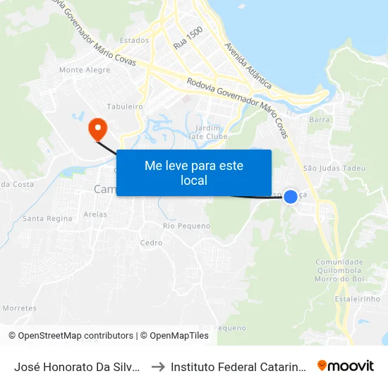 José Honorato Da Silva, 60 to Instituto Federal Catarinense map