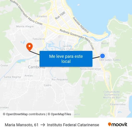 Maria Mansoto, 61 to Instituto Federal Catarinense map