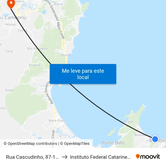 Rua Cascudinho, 87-167 to Instituto Federal Catarinense map