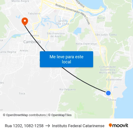 Rua 1202, 1082-1258 to Instituto Federal Catarinense map