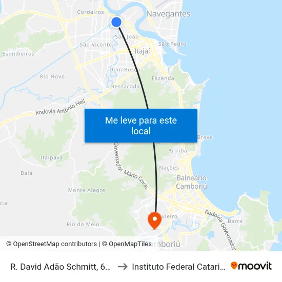 R. David Adão Schmitt, 636-690 to Instituto Federal Catarinense map