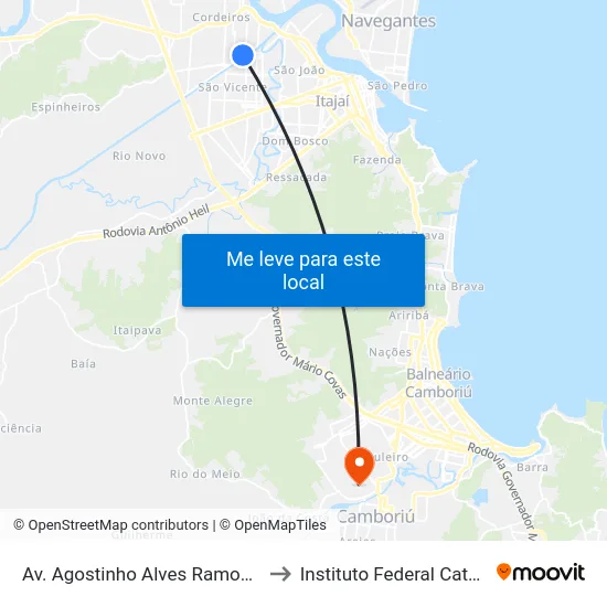 Av. Agostinho Alves Ramos, 440-488 to Instituto Federal Catarinense map