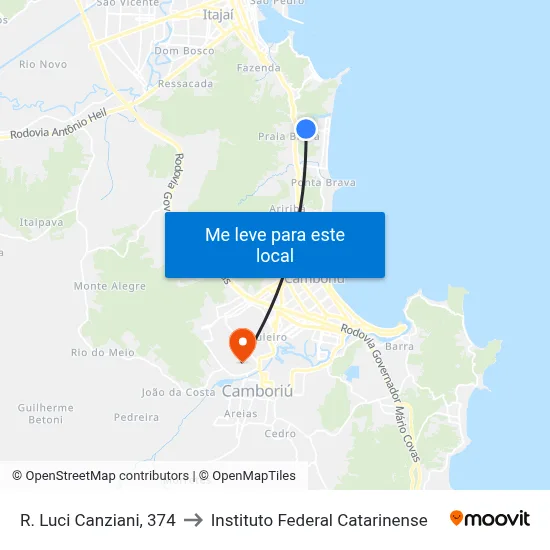 R. Luci Canziani, 374 to Instituto Federal Catarinense map