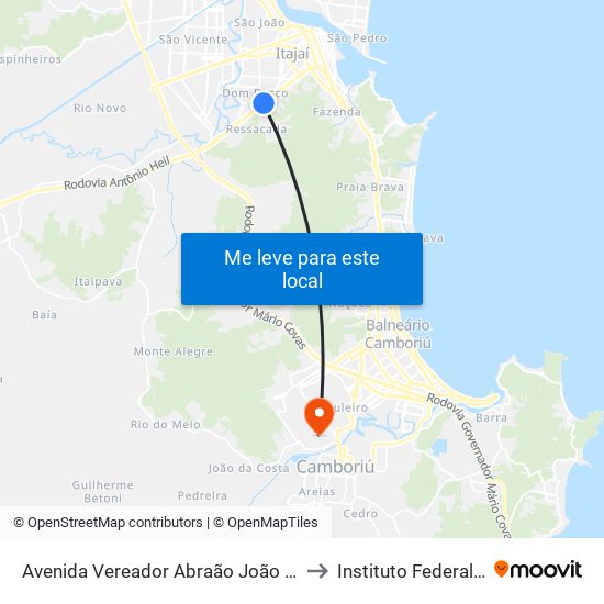 Avenida Vereador Abraão João Francisco, 4488-4510 to Instituto Federal Catarinense map