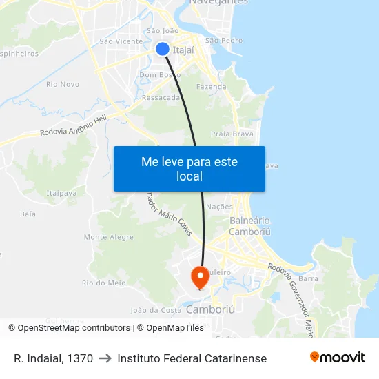 R. Indaial, 1370 to Instituto Federal Catarinense map